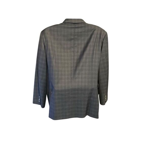Hickey Freeman New York Traveler Wool Blend Grey Plaid Blazer Jacket Size 46R - Picture 6 of 14